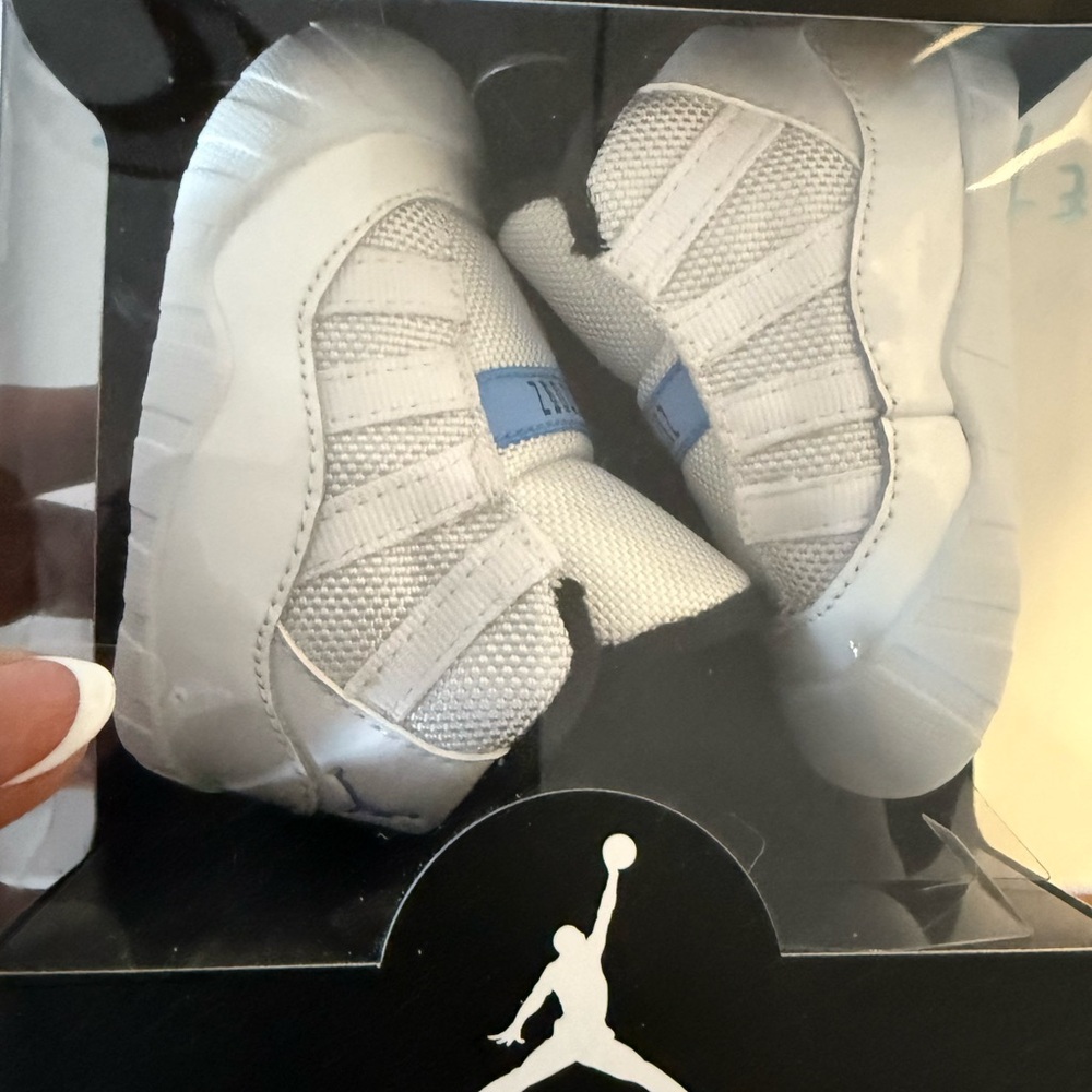 Jordan Kids White and Light Blue Sneakers
